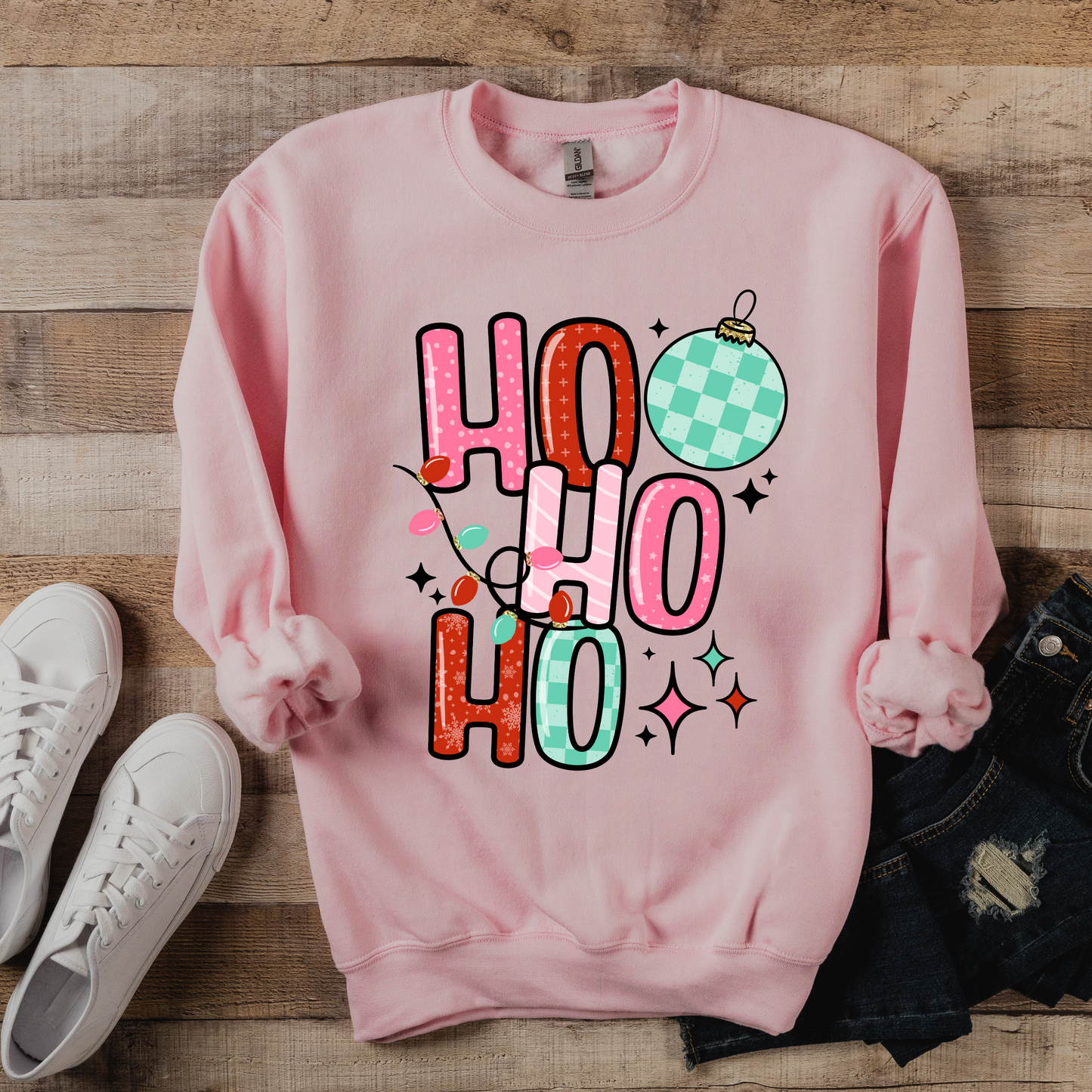 READY TO SHIP Girly HO HO HO CHristmas Sweatshirt