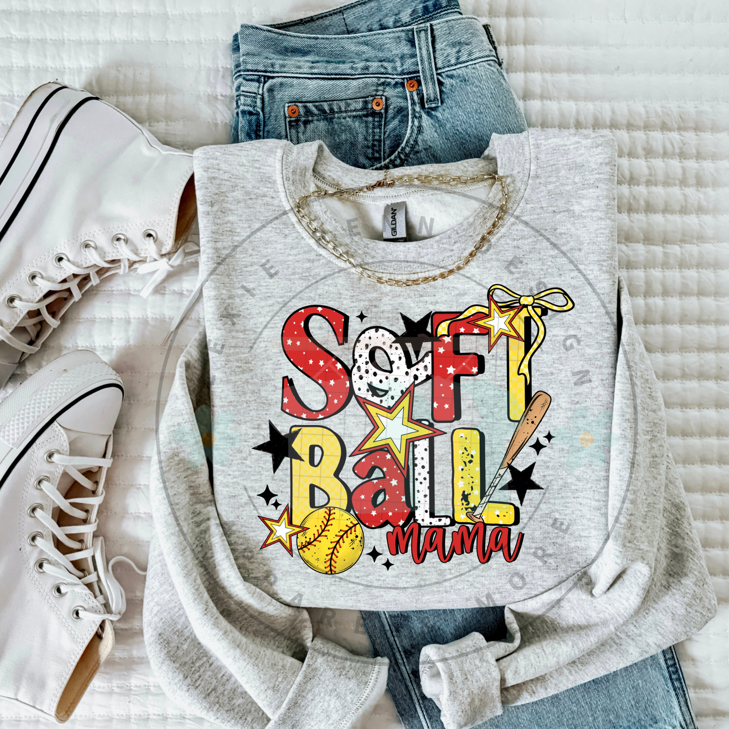 Softball Mama sweatshirt in Ash gray