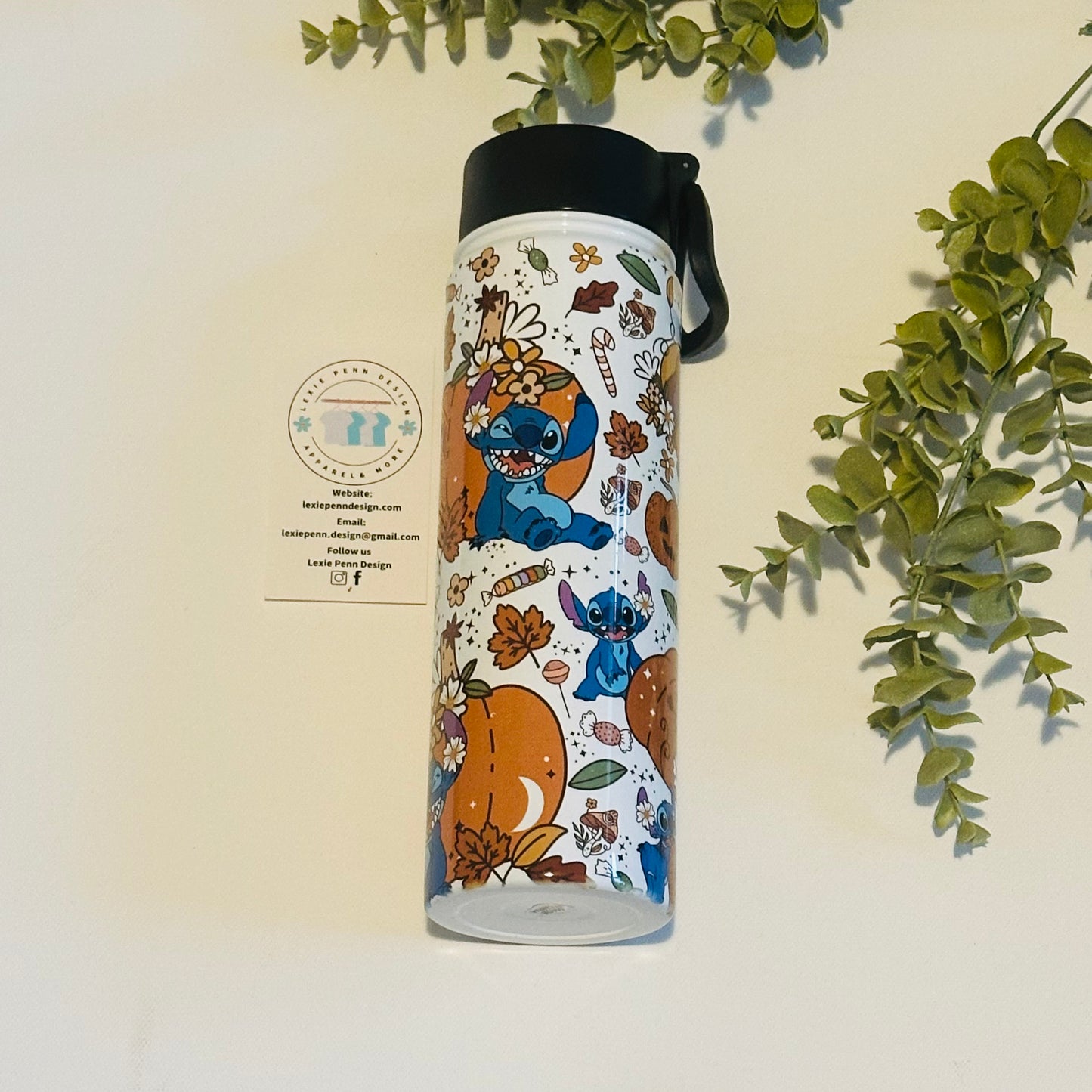 cute fall inspired blue alien 22oz stainless steel water bottle