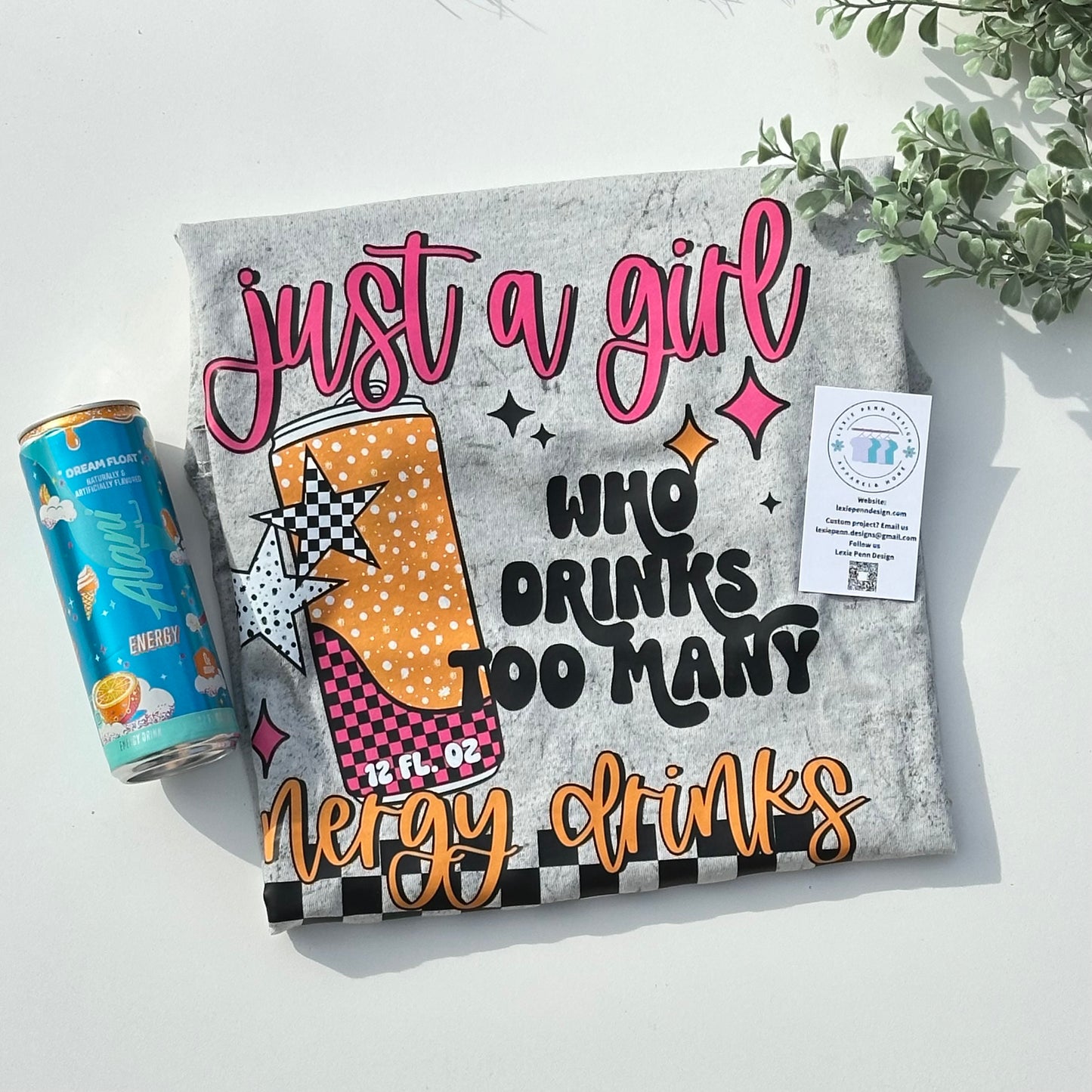 Just a Girl Energy Drink Graphic Tee | Comfort Colors Color Blast T-Shirt