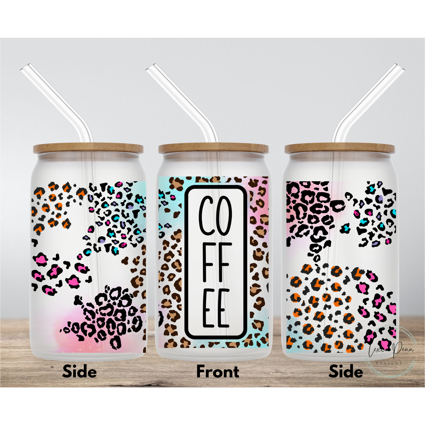 Leopard and Coffee 18oz glass drinkware