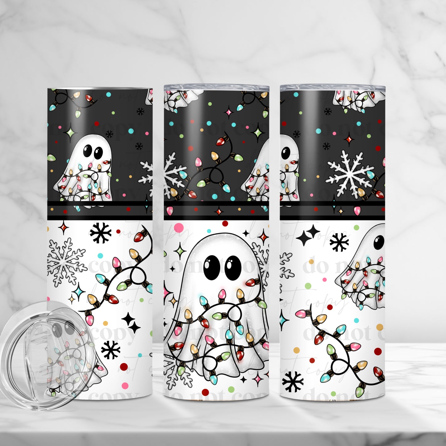 Christmas ghost lights 20oz stainless steel tumbler