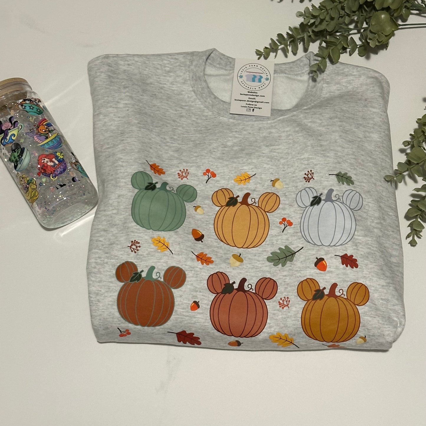 fall mouse inspired pumpkin sweatshirt in ash