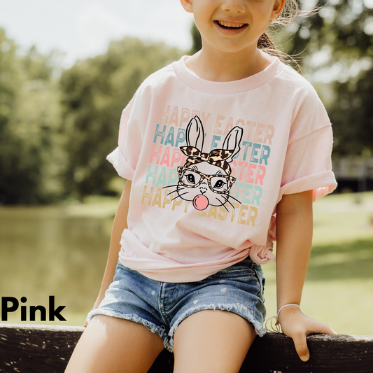 Happy Easter Bunny Kids T-shirt in Pink