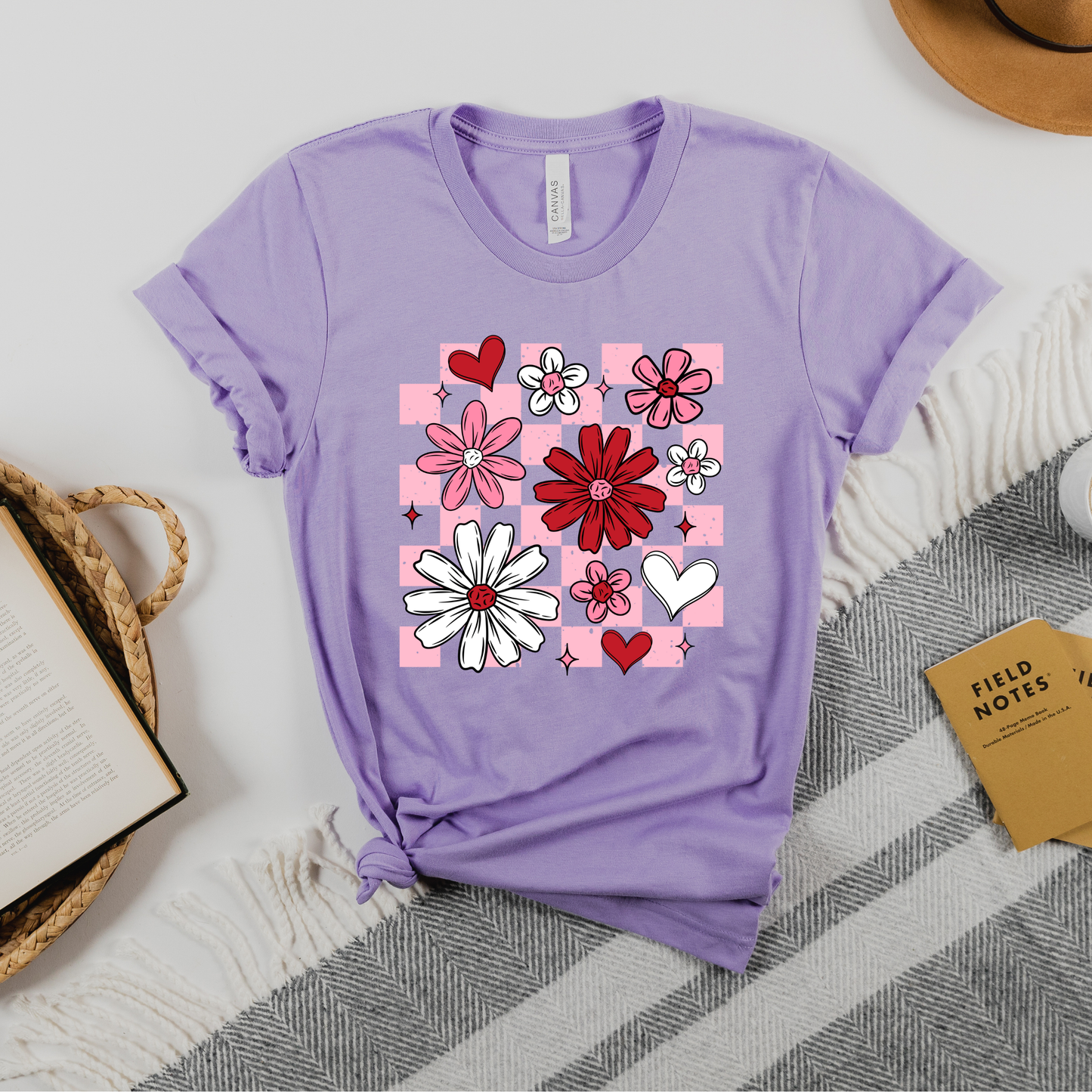 Valentines Checkered Floral T-shirt