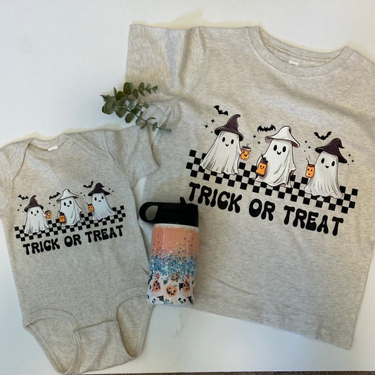 Trick or treat kids t-shirt in Heather cream