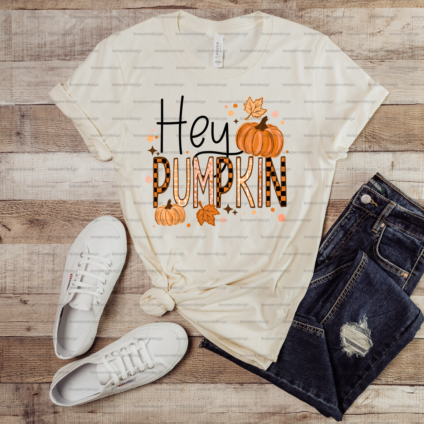 Hey Pumpkin T-shirt in Cream Bella Canvas