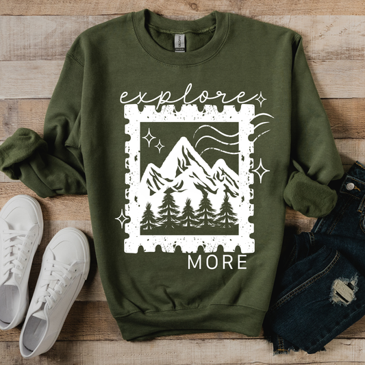 Explore More Stamp Sweatshirt in Dark Green