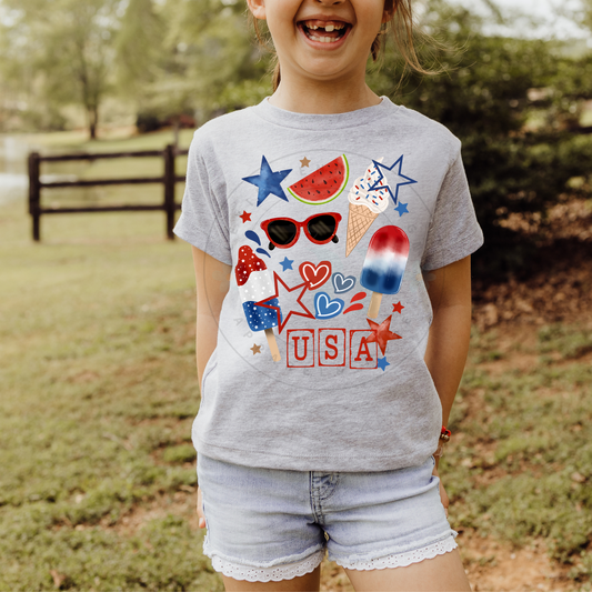 Summer Red, White and Blue Treats in light gray