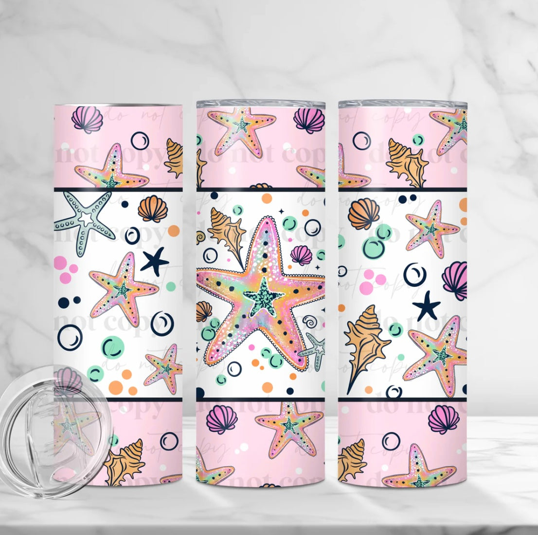 Summer pastel starfish 20oz stainless steel tumbler