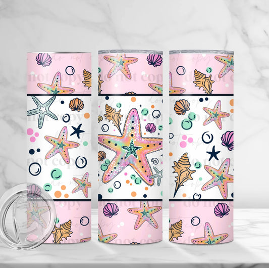 Summer pastel starfish 20oz stainless steel tumbler