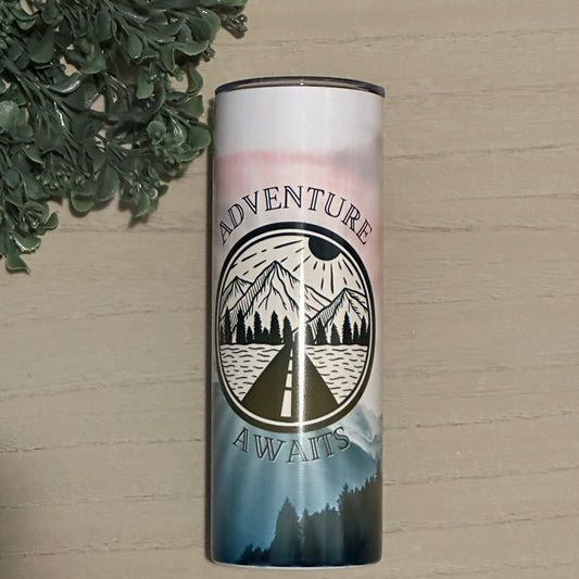 Pink Skies Adventure awaits 20oz tumbler