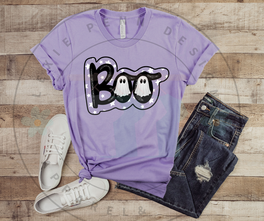 Boo with Ghosts T-shirt in light purple