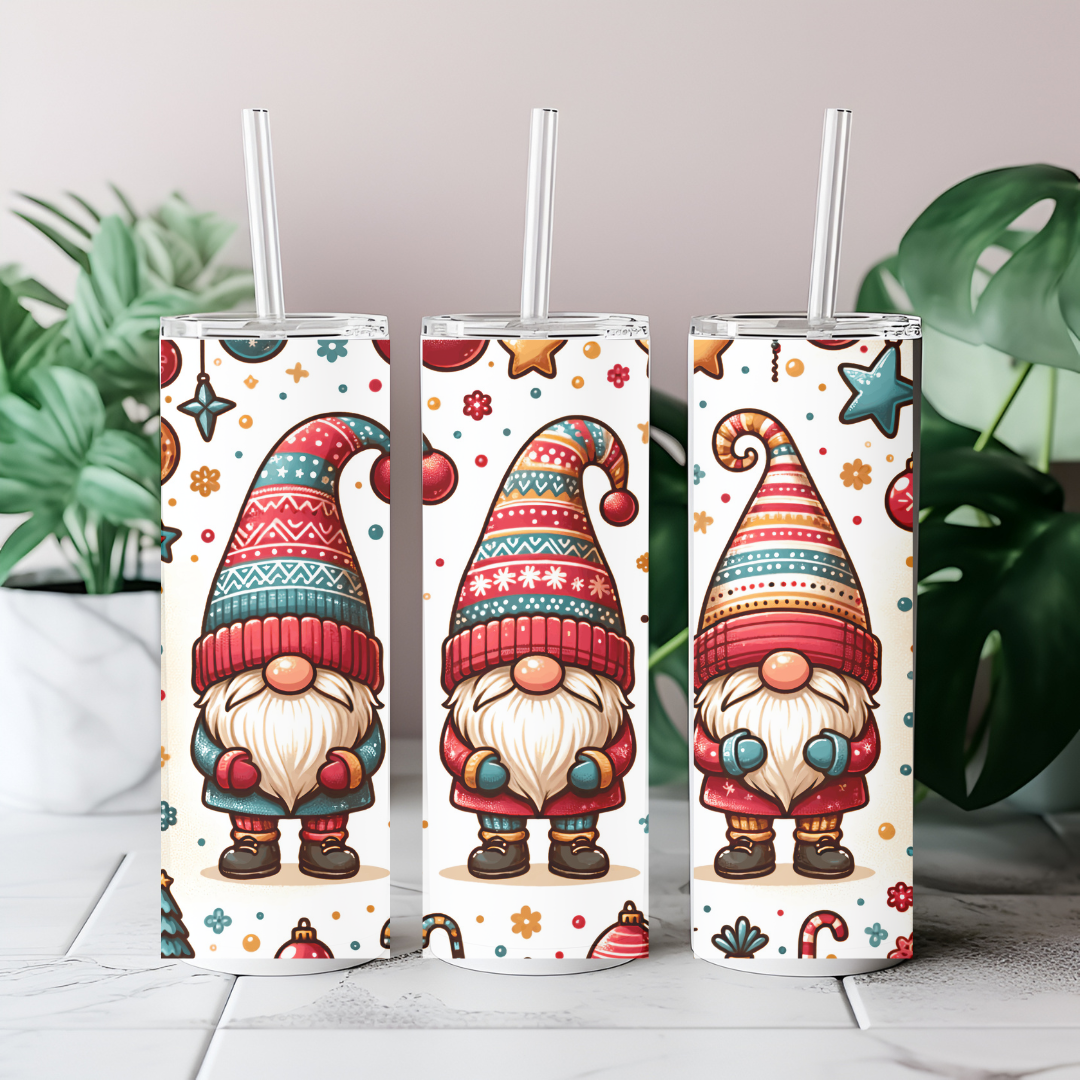 Christmas gnome 20oz stainless steel tumbler with lid and straw