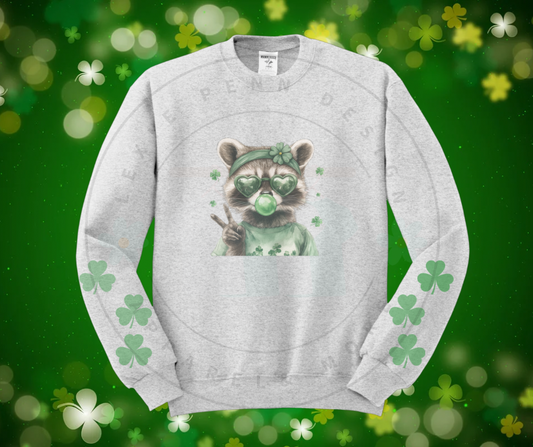 Sassy st patty’s raccoon sweatshirt