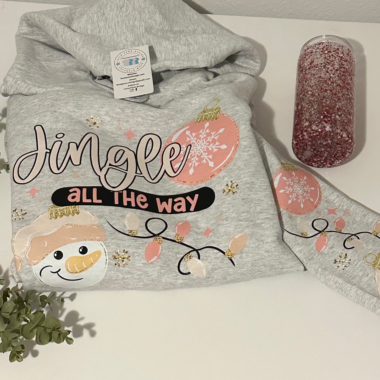 Christmas Jingle all the way with sleeve detail sweatshirt in Ash