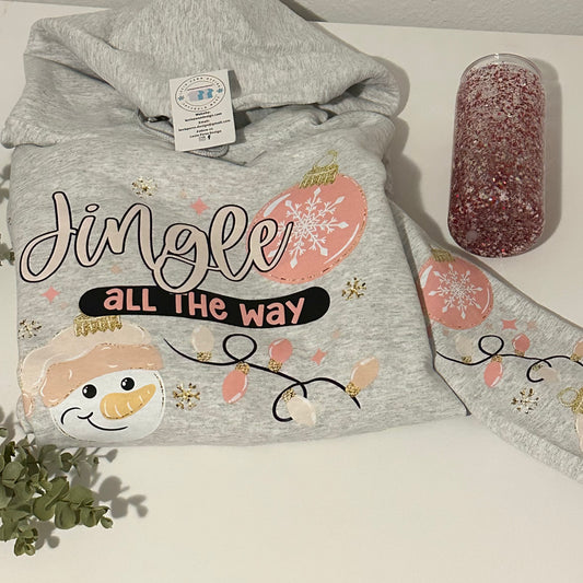 Christmas Jingle all the way with sleeve detail sweatshirt in Ash