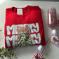 READY TO SHIP merry merry Christmas in red crewneck sweatshirt