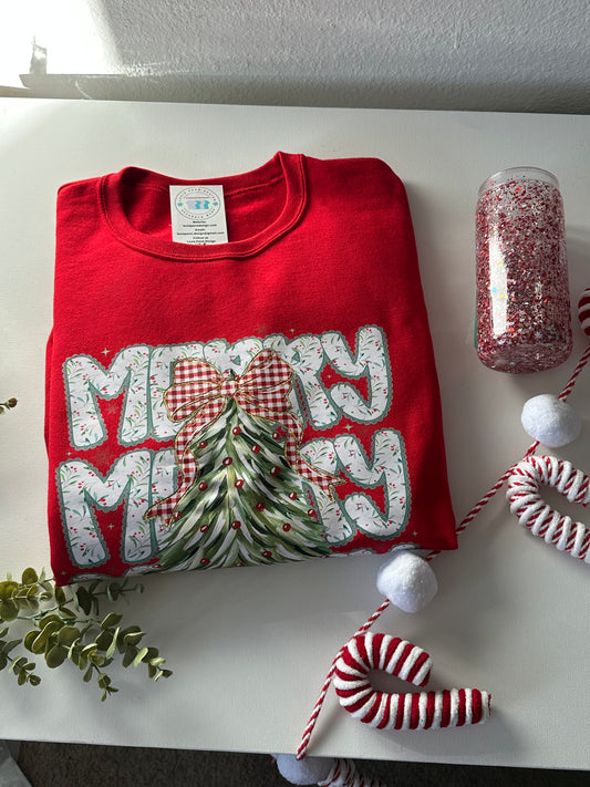 READY TO SHIP merry merry Christmas in red crewneck sweatshirt