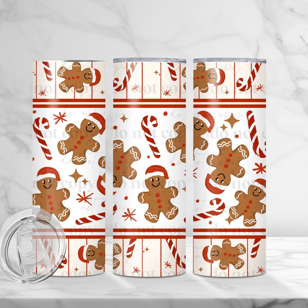 Gingerbread Christmas Spirit 20oz stainless steel tumbler with lid