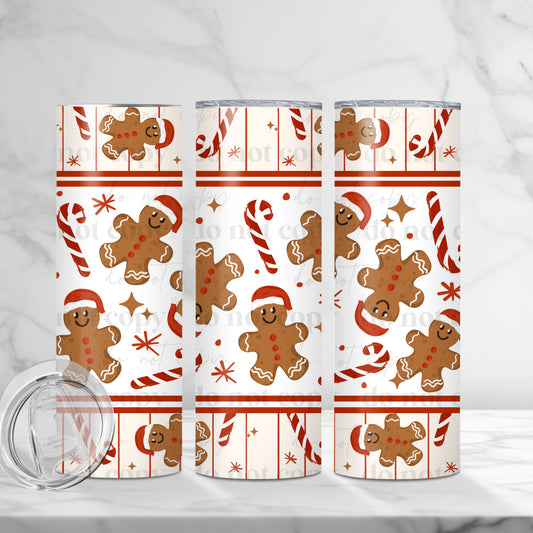 Gingerbread Christmas Spirit 20oz stainless steel tumbler with lid