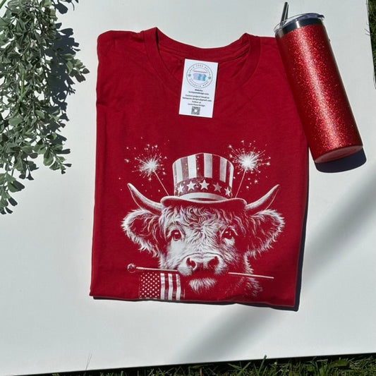 Patriotic Cow in Red