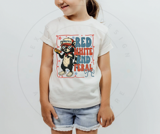 Red, White and Feral Kids T-shirt