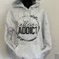 caffeine addict hooded sweatshirt with teal splatter