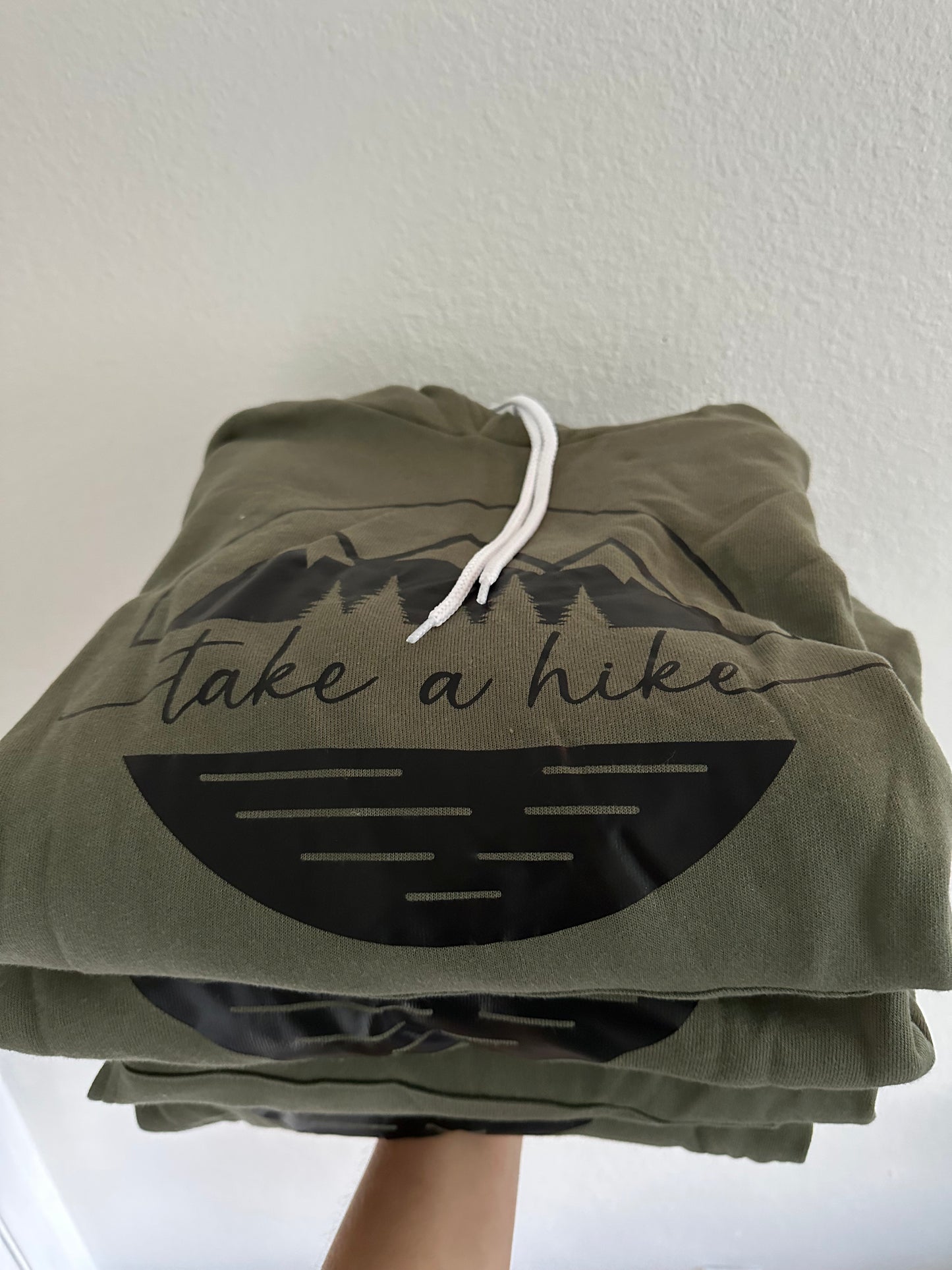 Take a hike hooded sweatshirt in dark green