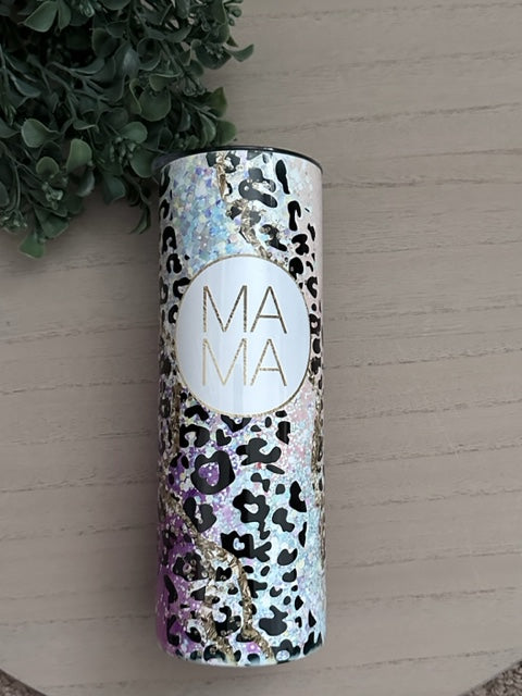 leopard print mama tumbler