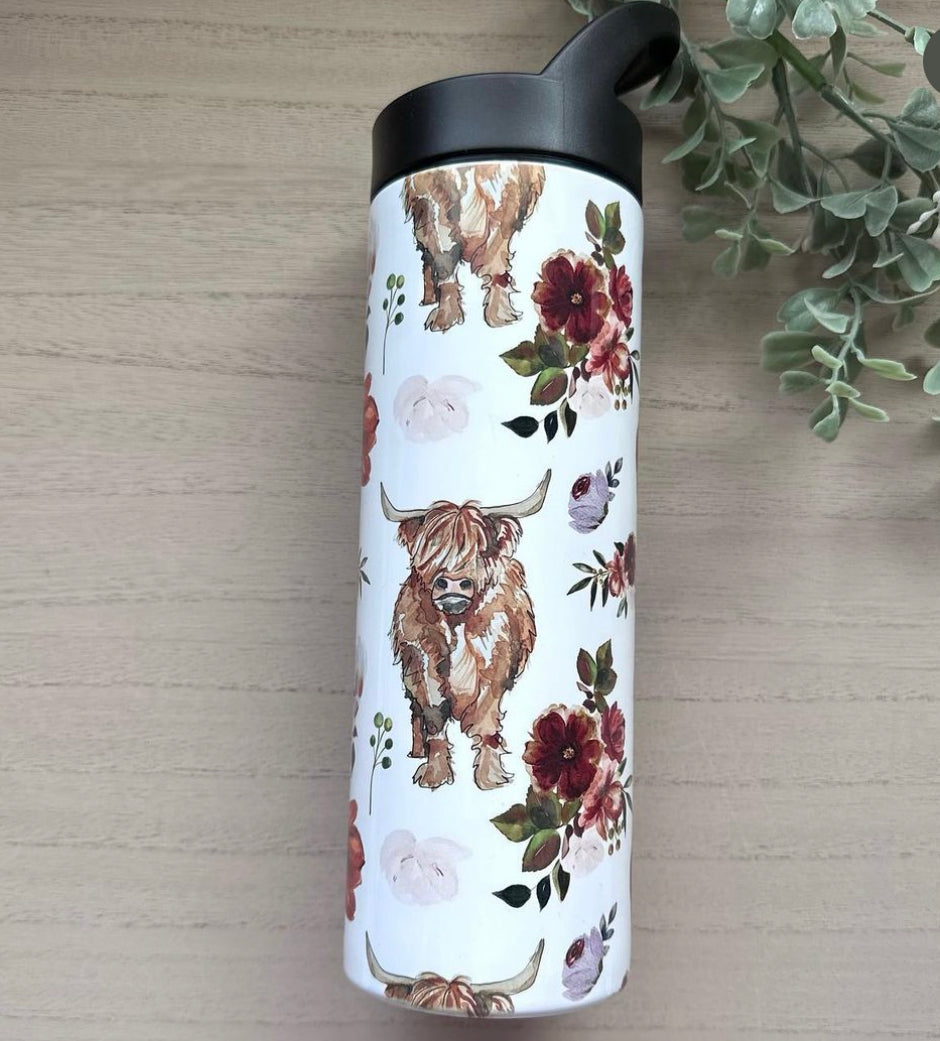 Floral cow tumbler