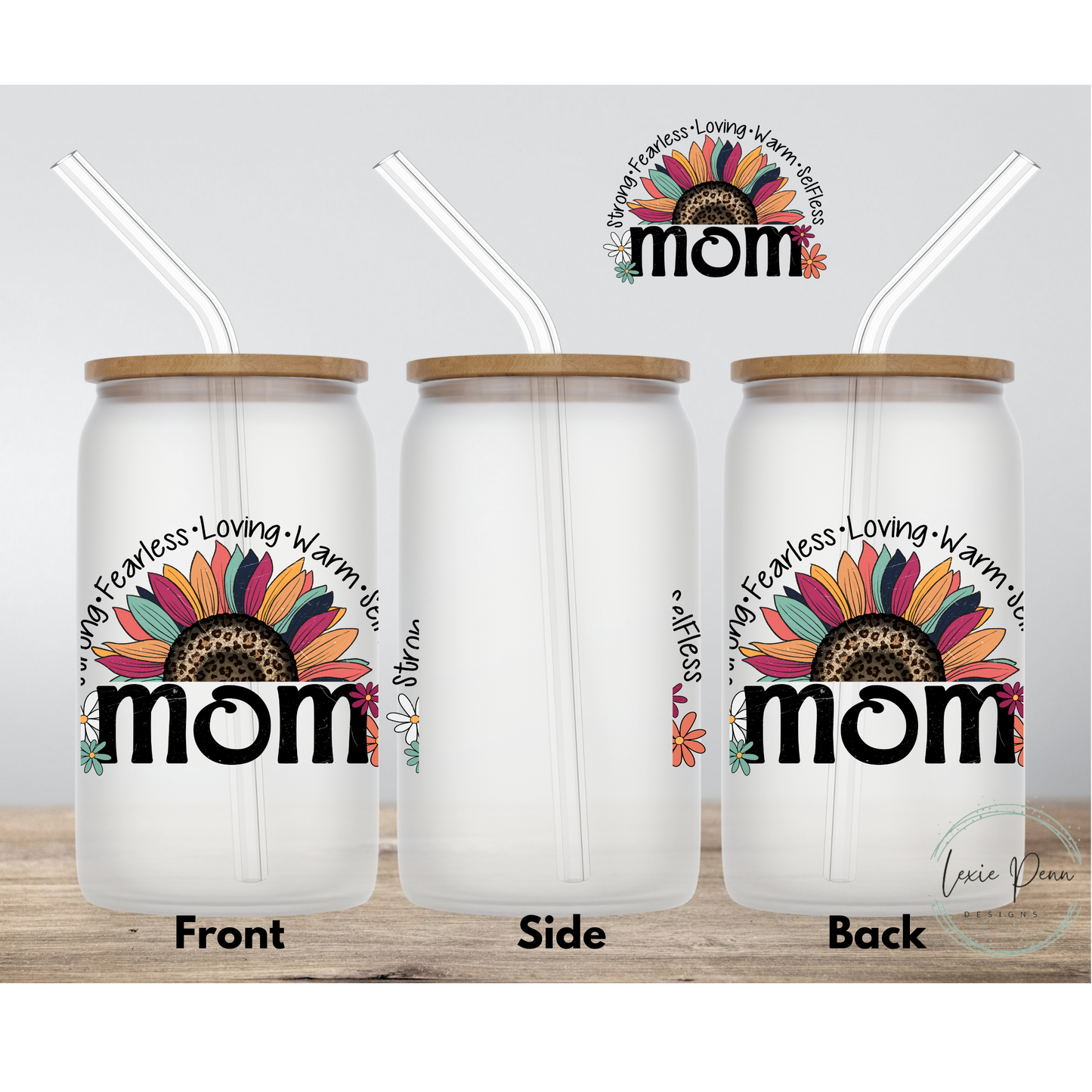 Sunflower mom frosted cup